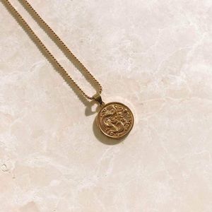 Cali tiger gold plated coin necklace